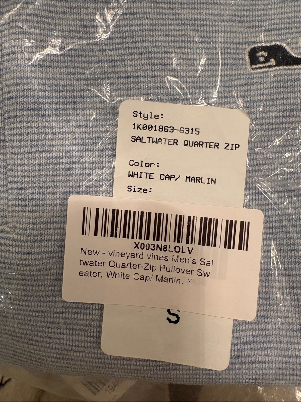 Vineyard Vines Light Blue Striped Performance 1/4 Zip Pullover NWT - Picture 2 of 10